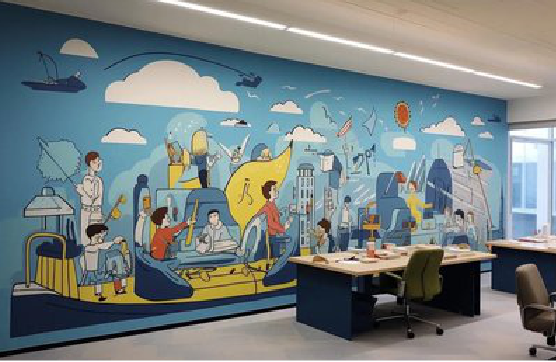 吴起办公室墙绘的特点。