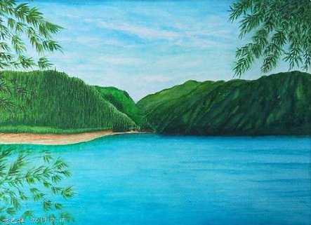 吴起在墙绘中，如何绘画绿水青山？